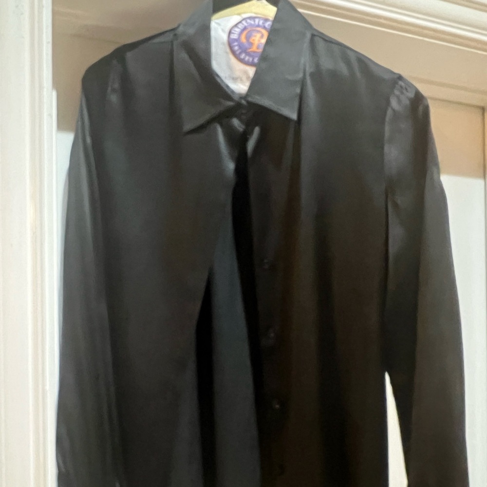Theory Silk Black Long Sleeve Blouse